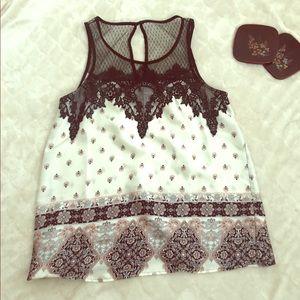 Silky floral tank top